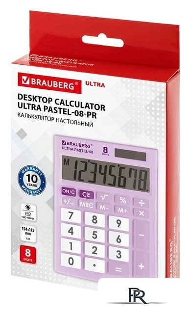 Бухгалтерский калькулятор BRAUBERG Ultra Pastel-08-PR 250516 (сиреневый) - Изображение №10 — Интернет-магазин ПроЗаказ