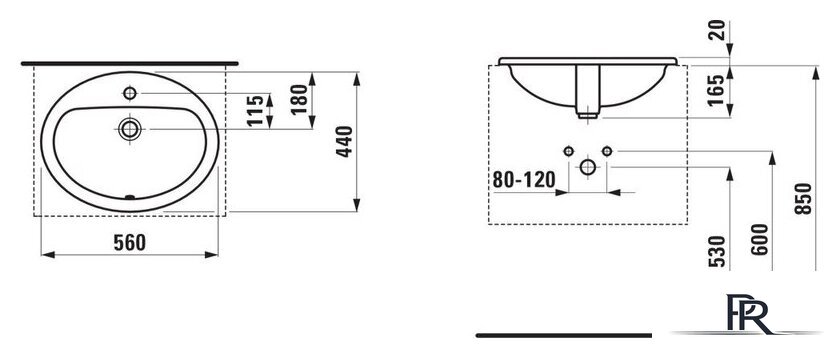 Умывальник Laufen Pro 56x44 [8139510001041] - Изображение №2 — Интернет-магазин ПроЗаказ