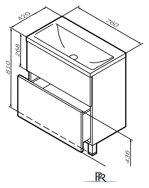  AM.PM Тумба под умывальник Gem 75 M90FSX07522GM32 (2 ящика, графит) - Изображение №10 — Интернет-магазин ПроЗаказ