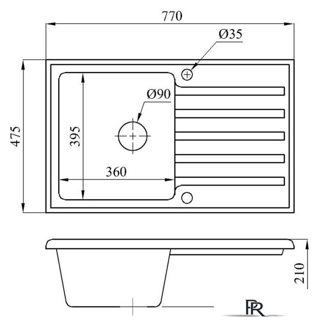 Кухонная мойка БелЭворс Styl L (черный, без сифона) - Изображение №2 — Интернет-магазин ПроЗаказ