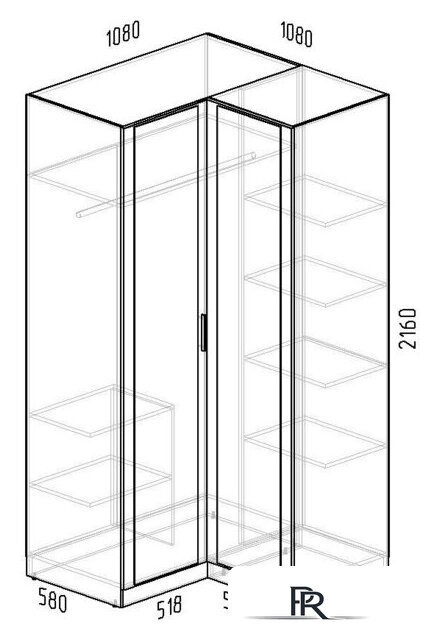 Шкаф распашной Интермебель Марсель 2 зеркала МР-12 (шиншилла серая) - Изображение №4 — Интернет-магазин ПроЗаказ