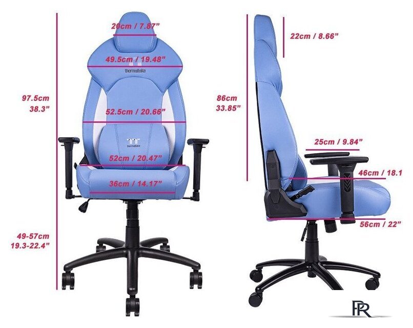 Игровое (геймерское) кресло Thermaltake V Comfort (синий/белый) - Изображение №15 — Интернет-магазин ПроЗаказ