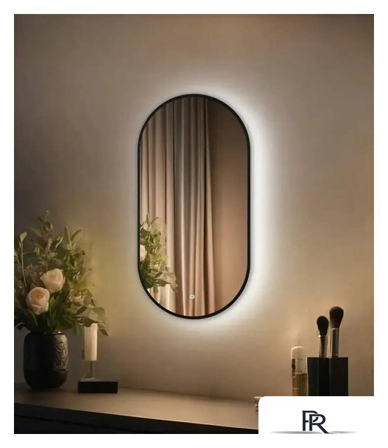 Зеркало с подсветкой  EMZE 45x77 LED.UV.45.77.CHE (черный с УФ-окантовкой и подсветкой) - Изображение №1 — Интернет-магазин ПроЗаказ