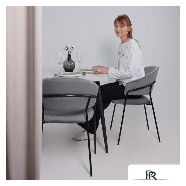 Стул с подлокотниками Алвест AV 433 (темно-серый бархат H-15/черный) - Изображение №2 — Интернет-магазин ПроЗаказ