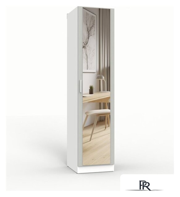 Шкаф распашной Интермебель 420 с зеркалом МР-05 (шиншилла серая) - Изображение №1 — Интернет-магазин ПроЗаказ