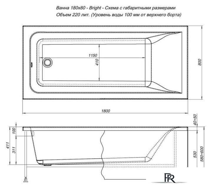 Ванна Aquanet Bright 180x80 (с каркасом и экраном) - Изображение №15 — Интернет-магазин ПроЗаказ