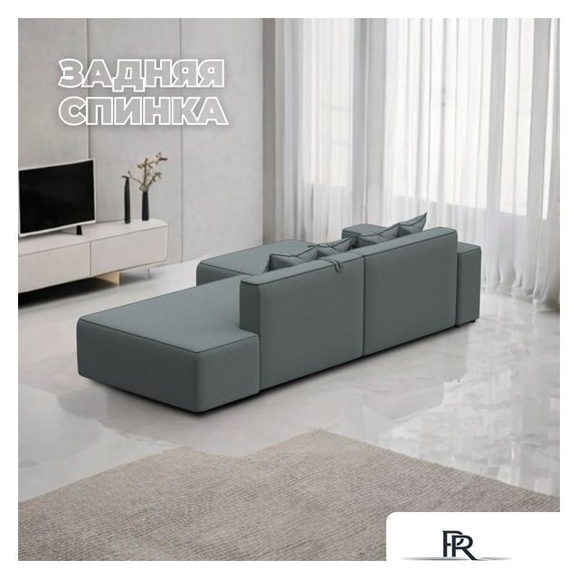 Угловой диван Лига диванов Лига-079 левый 129813L (рогожка амур 07 серый) - Изображение №4 — Интернет-магазин ПроЗаказ