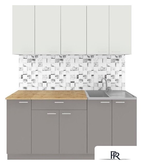 Готовая кухня Агута Альфа 1.7 (глиняный серый/холодный серый/дуб бунратти) - Изображение №1 — Интернет-магазин ПроЗаказ