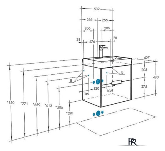  Акватон Тумба с умывальником Оливия 55 1A2542K0OL010 - Изображение №6 — Интернет-магазин ПроЗаказ