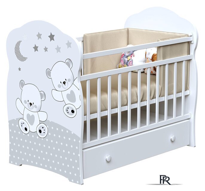 Классическая детская кроватка VDK Funny Bears маятник и ящик (белый) - Изображение №1 — Интернет-магазин ПроЗаказ