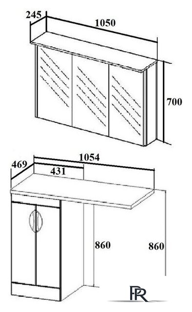  Runo Тумба с умывальником Лира 45 + Гамма 105 лайт с правым крылом (напольная, белый) - Изображение №8 — Интернет-магазин ПроЗаказ