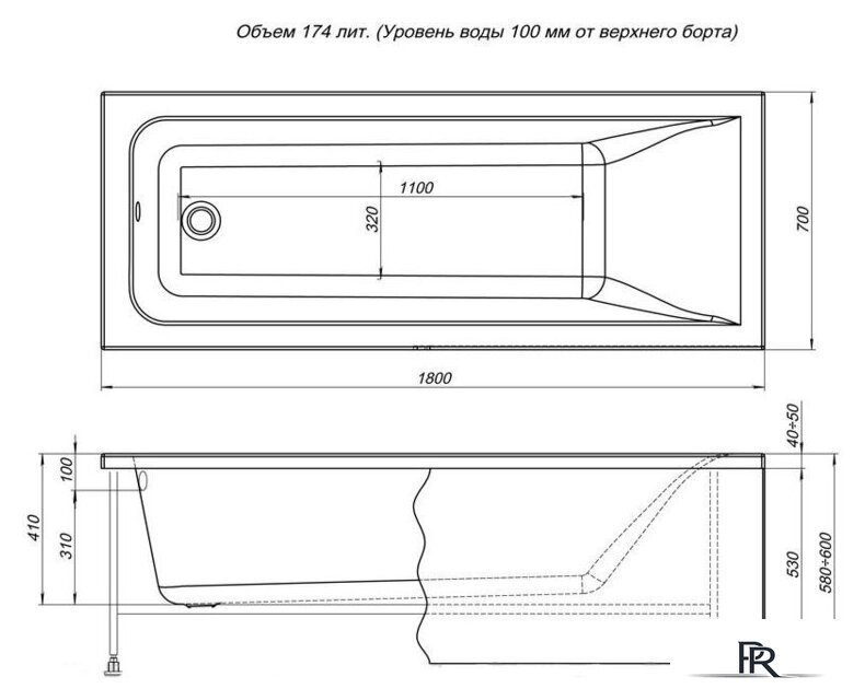 Ванна Aquanet Bright 180x70 - Изображение №5 — Интернет-магазин ПроЗаказ