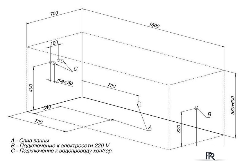 Ванна Aquanet Bright 180x70 - Изображение №6 — Интернет-магазин ПроЗаказ