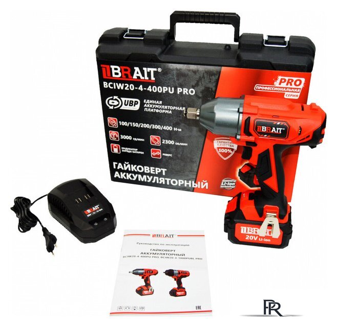 Гайковерт Brait BCIW20-4-400PU Pro 21.01.205.101 (с 1-им АКБ, кейс) - Изображение №1 — Интернет-магазин ПроЗаказ