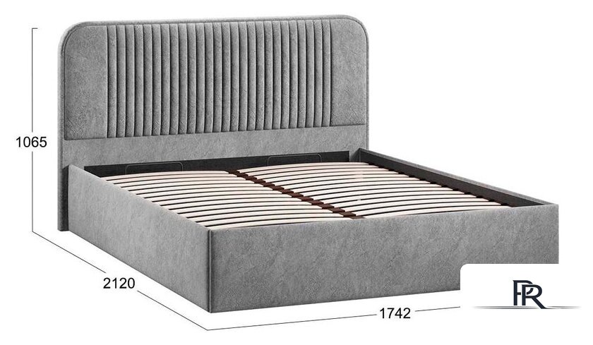 Кровать Трия Тиффани Тип 1 c ПМ и заглушиной 160x200 (микровелюр Wellmart Silver) - Изображение №4 — Интернет-магазин ПроЗаказ