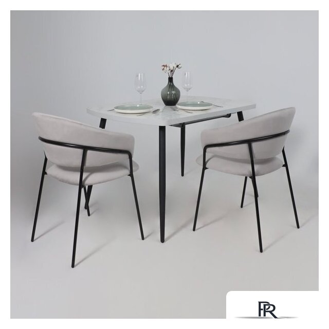 Стул с подлокотниками Алвест AV 433 (светло-серый бархат H-09/черный) - Изображение №5 — Интернет-магазин ПроЗаказ