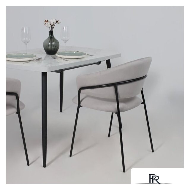 Стул с подлокотниками Алвест AV 433 (светло-серый бархат H-09/черный) - Изображение №6 — Интернет-магазин ПроЗаказ