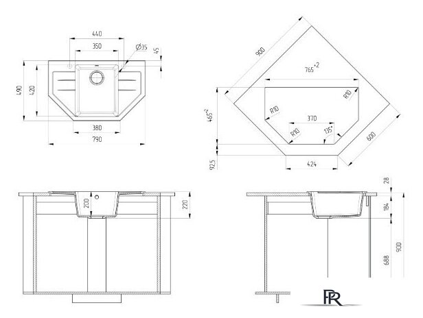 Кухонная мойка Ulgran U-609 (328 бежевый) - Изображение №3 — Интернет-магазин ПроЗаказ