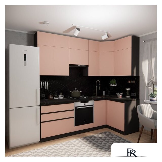 Готовая кухня ВерсоМебель Эко Премиум 1.2x2.4 правая (пудровый/ст. тунис) - Изображение №7 — Интернет-магазин ПроЗаказ