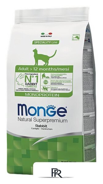 Сухой корм для кошек Monge Monoprotein Adult Rabbit 10 кг - Изображение №1 — Интернет-магазин ПроЗаказ