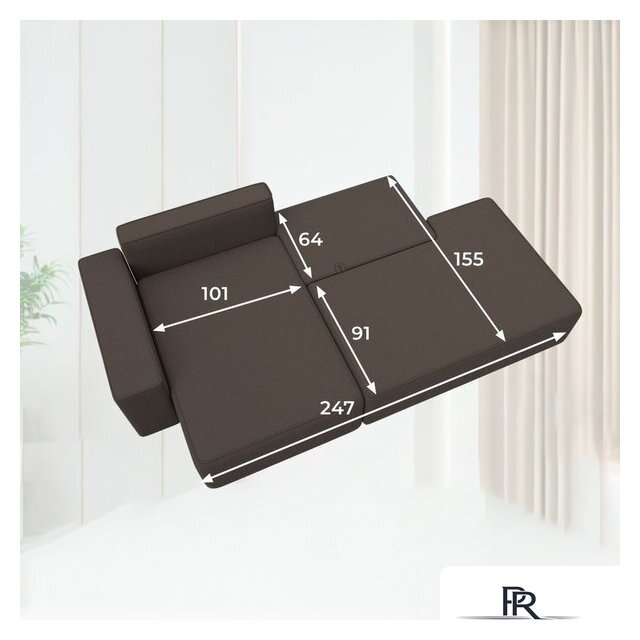 Угловой диван Лига диванов Лига-079 левый 129812L (рогожка амур 05 коричневый) - Изображение №12 — Интернет-магазин ПроЗаказ