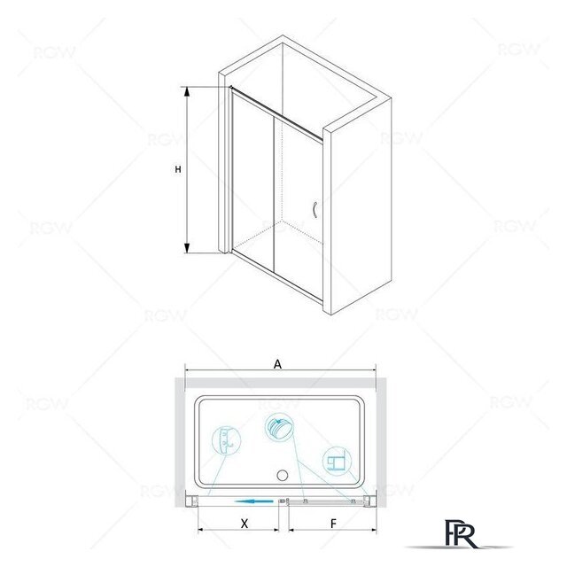 Душевая дверь RGW PA-016 350801613-21 130 (хром/матовое-сатинат стекло) - Изображение №2 — Интернет-магазин ПроЗаказ