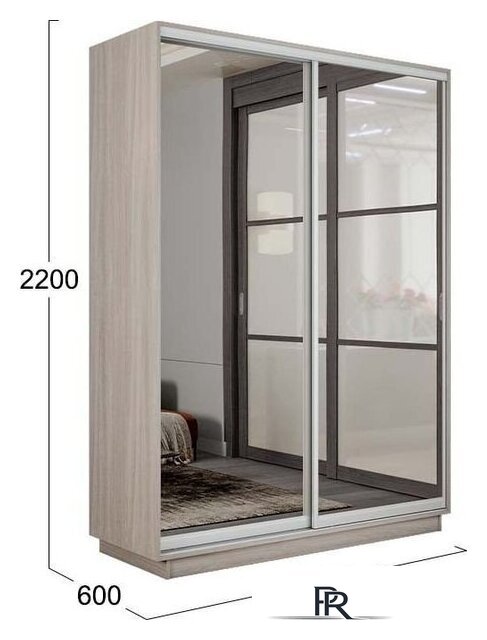 Шкаф-купе Трия Румер-2 СШК 3.140.70-13.13 2-х дверный (ясень шимо светлый/зеркало/зеркало) - Изображение №2 — Интернет-магазин ПроЗаказ