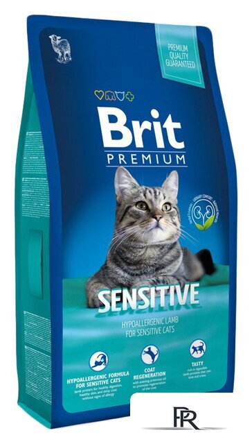 Сухой корм для кошек Brit Premium Sensitive для взрослых кошек с чувствительным пищеварением с ягненком и индейкой 8 кг - Изображение №1 — Интернет-магазин ПроЗаказ