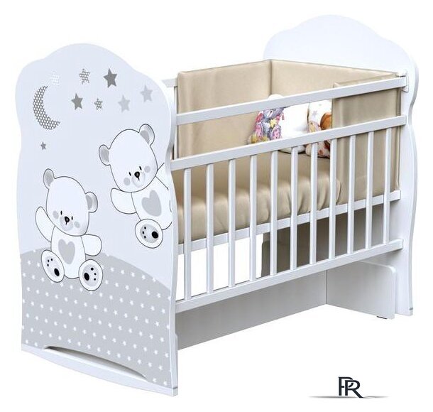 Классическая детская кроватка VDK Funny Bears колесо-качалка с маятником (белый) - Изображение №1 — Интернет-магазин ПроЗаказ