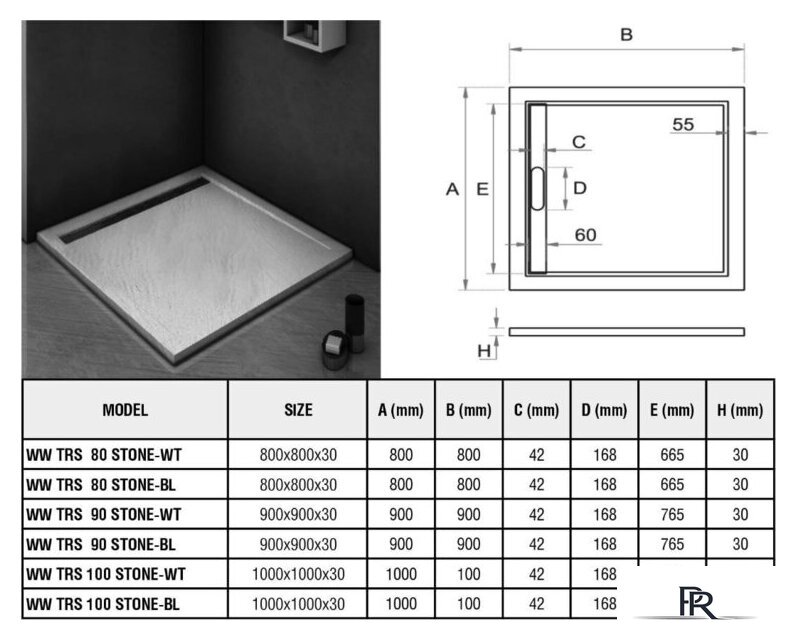 Душевой поддон WeltWasser TRS 90 Stone-WT 90x90 - Изображение №8 — Интернет-магазин ПроЗаказ