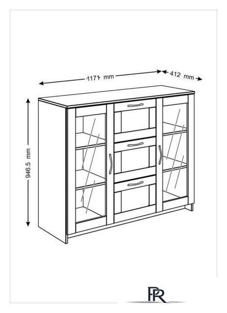 Комод Mio Tesoro Сириус 2 двери со стеклом и 3 ящика 117x95 2.02.03.380.1 (белый) - Изображение №5 — Интернет-магазин ПроЗаказ