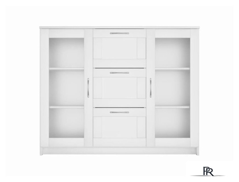 Комод Mio Tesoro Сириус 2 двери со стеклом и 3 ящика 117x95 2.02.03.380.1 (белый) - Изображение №2 — Интернет-магазин ПроЗаказ