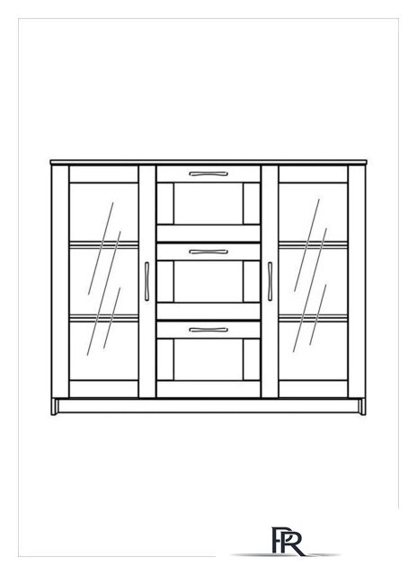 Комод Mio Tesoro Сириус 2 двери со стеклом и 3 ящика 117x95 2.02.03.380.1 (белый) - Изображение №4 — Интернет-магазин ПроЗаказ