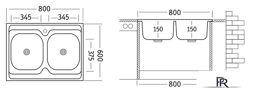 Кухонная мойка Ukinox Стандарт STM800.600 20--6C 3C - Изображение №2 — Интернет-магазин ПроЗаказ