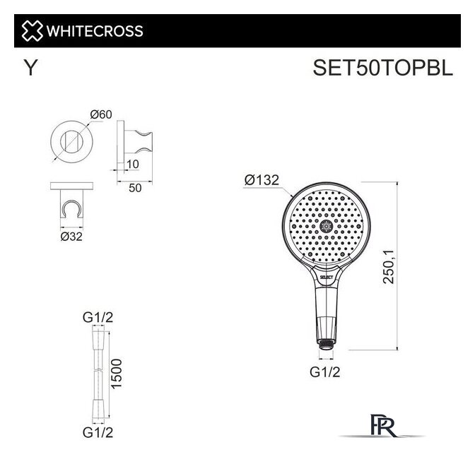 Душевой гарнитур  Whitecross SET50TOPBL (черный матовый) - Изображение №2 — Интернет-магазин ПроЗаказ