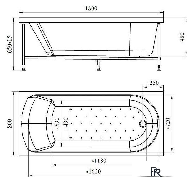Ванна Radomir Николь 180x80 2-78-0-0-1-210Р (фронтальный, с каркасом) - Изображение №11 — Интернет-магазин ПроЗаказ