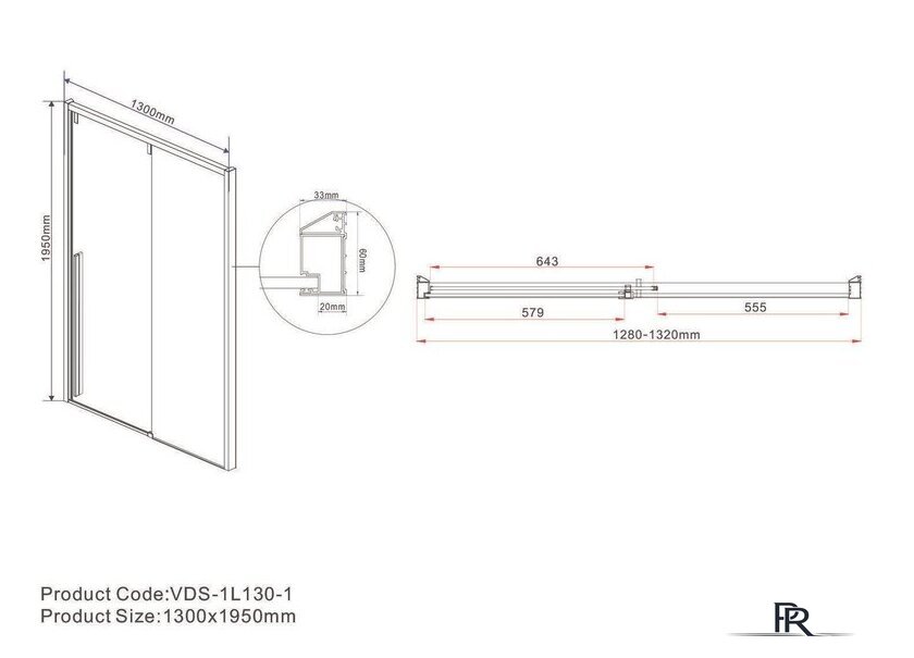 Душевая дверь Vincea Lugano VDS-1L130CLB-1 (черный/прозрачное) - Изображение №5 — Интернет-магазин ПроЗаказ