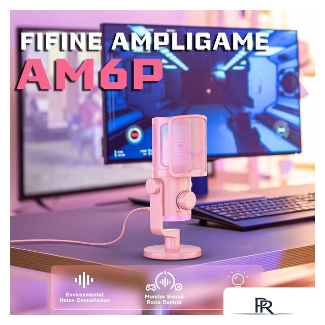 Проводной микрофон FIFINE AM6 (розовый) - Изображение №1 — Интернет-магазин ПроЗаказ
