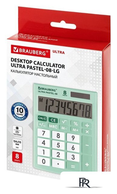 Бухгалтерский калькулятор BRAUBERG Ultra Pastel-08-LG 250515 (мятный) - Изображение №9 — Интернет-магазин ПроЗаказ