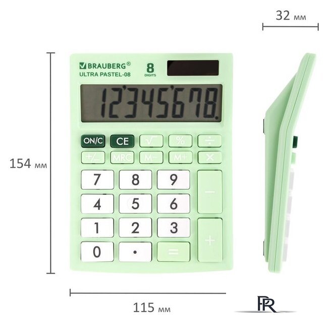 Бухгалтерский калькулятор BRAUBERG Ultra Pastel-08-LG 250515 (мятный) - Изображение №7 — Интернет-магазин ПроЗаказ