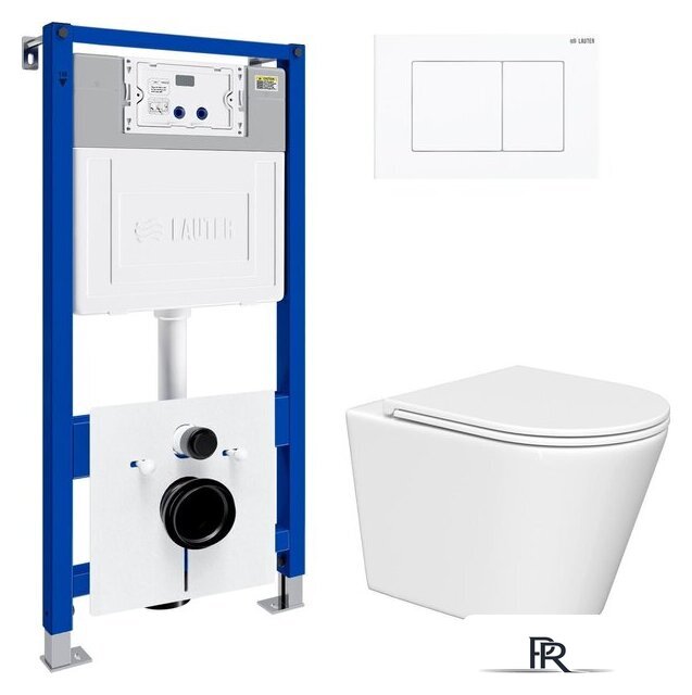 Унитаз подвесной Lauter Longer 2110822 с кнопкой 219702J (прямоугольная, белый) - Изображение №2 — Интернет-магазин ПроЗаказ
