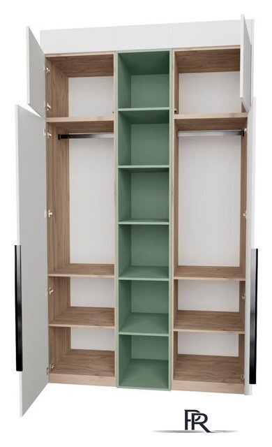 Шкаф распашной Рэйгрупп Рэй S245-В5-EBZ В5 (дуб элисон/белый премиум/зеленый самшит) - Изображение №2 — Интернет-магазин ПроЗаказ