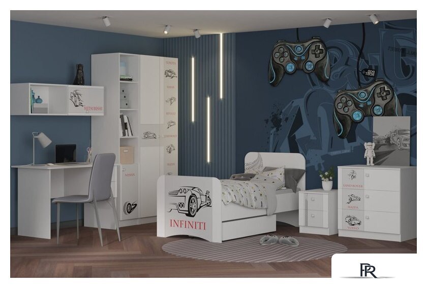 Шкаф распашной Премиум Смарти двухстворчатый (белый/машинки) - Изображение №3 — Интернет-магазин ПроЗаказ