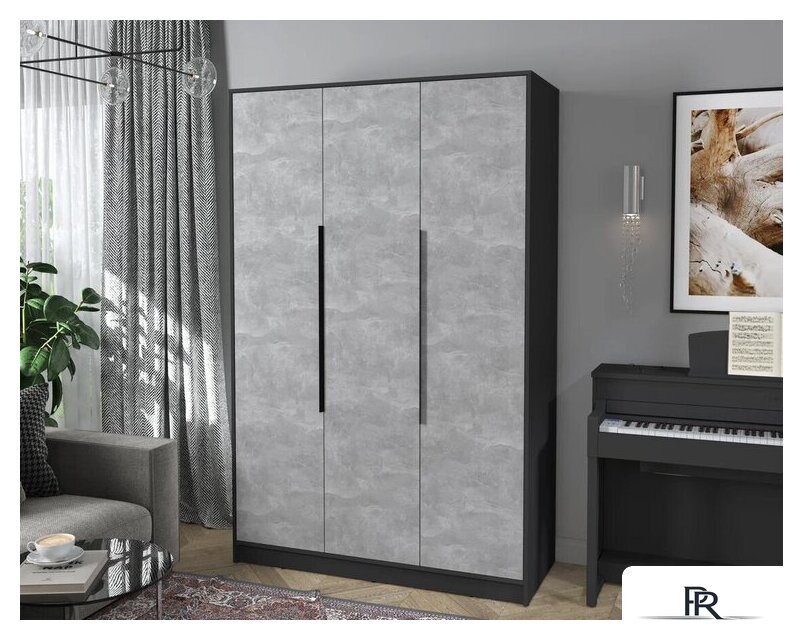 Шкаф распашной Интерлиния Концепт КТ-Ш3 (бетон/антрацит) - Изображение №4 — Интернет-магазин ПроЗаказ