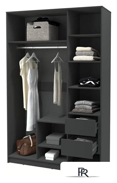 Шкаф распашной Интерлиния Концепт КТ-Ш3 (бетон/антрацит) - Изображение №3 — Интернет-магазин ПроЗаказ