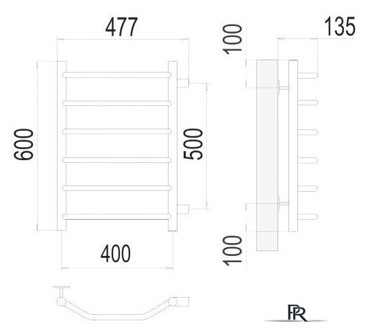 Полотенцесушитель TERMINUS Виктория П6 400x600 бп (хром) - Изображение №3 — Интернет-магазин ПроЗаказ