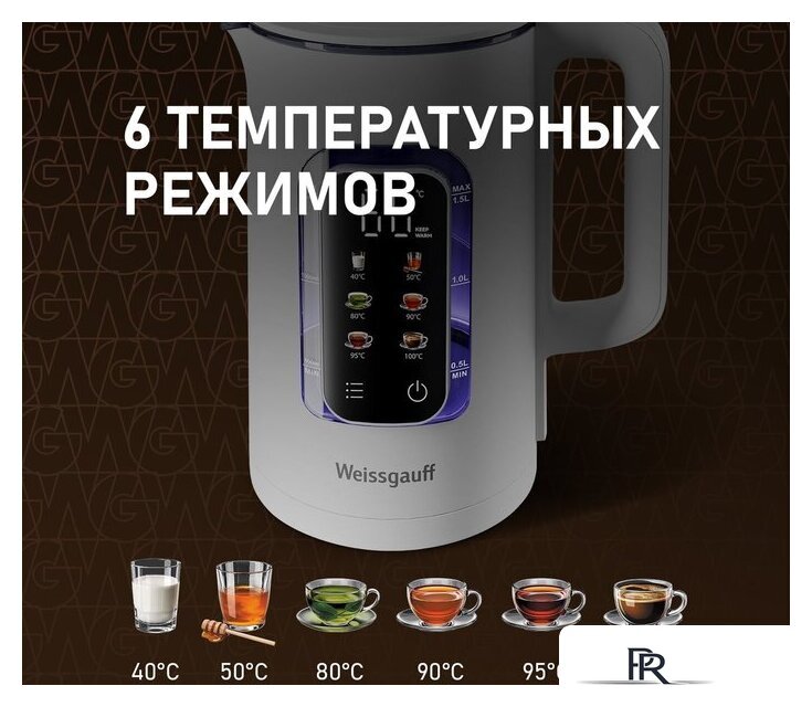 Электрический чайник Weissgauff WK 1500 Dw Touch BodyCool - Изображение №6 — Интернет-магазин ПроЗаказ