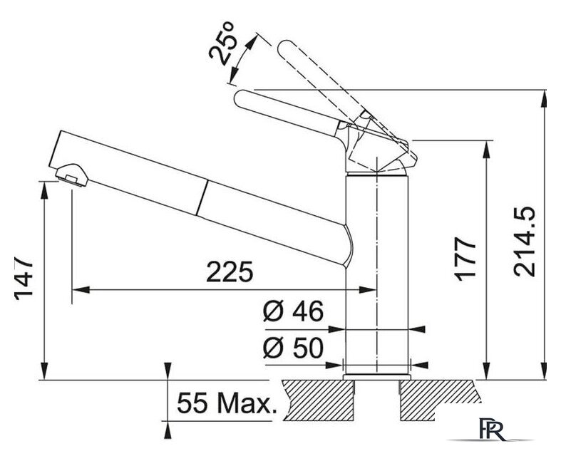 Смеситель Franke Orbit Pull Out 115.0623.057 (хром/оникс) - Изображение №2 — Интернет-магазин ПроЗаказ
