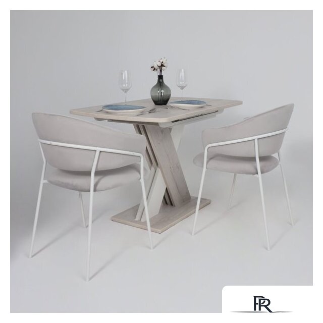 Стул с подлокотниками Алвест AV 433 (светло-серый бархат H-09/белый) - Изображение №4 — Интернет-магазин ПроЗаказ