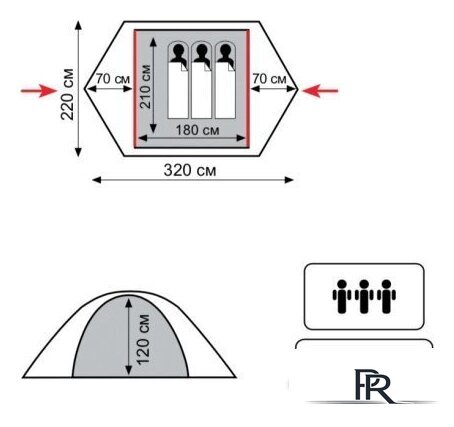 Треккинговая палатка Tramp Lite Hunter 3 - Изображение №2 — Интернет-магазин ПроЗаказ